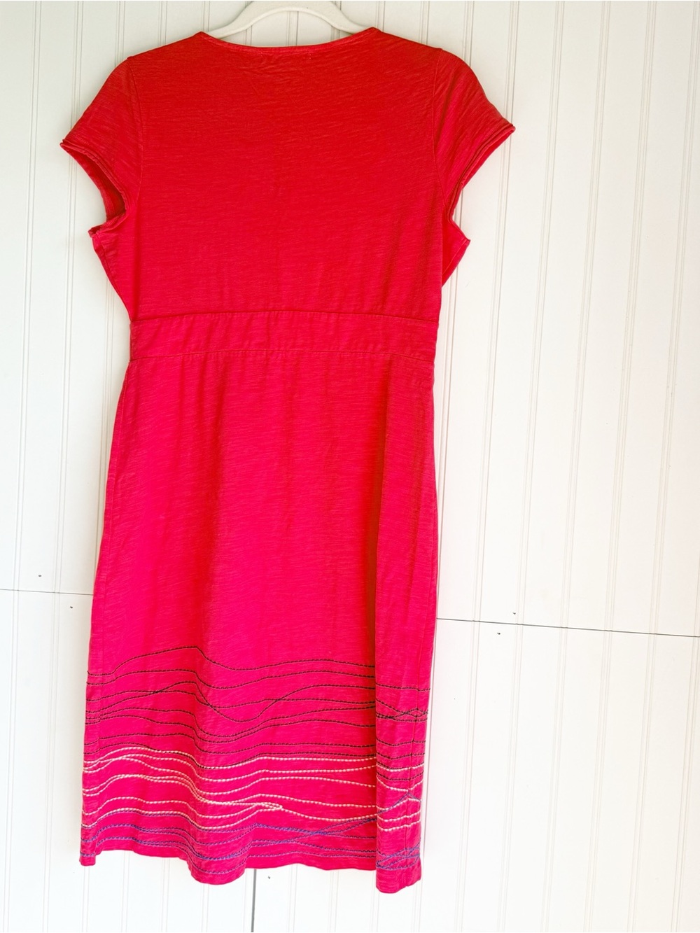 Boden Size 6 Orange Coral Short Sleeve Embroidered Jersey Dress - Picture 5 of 5